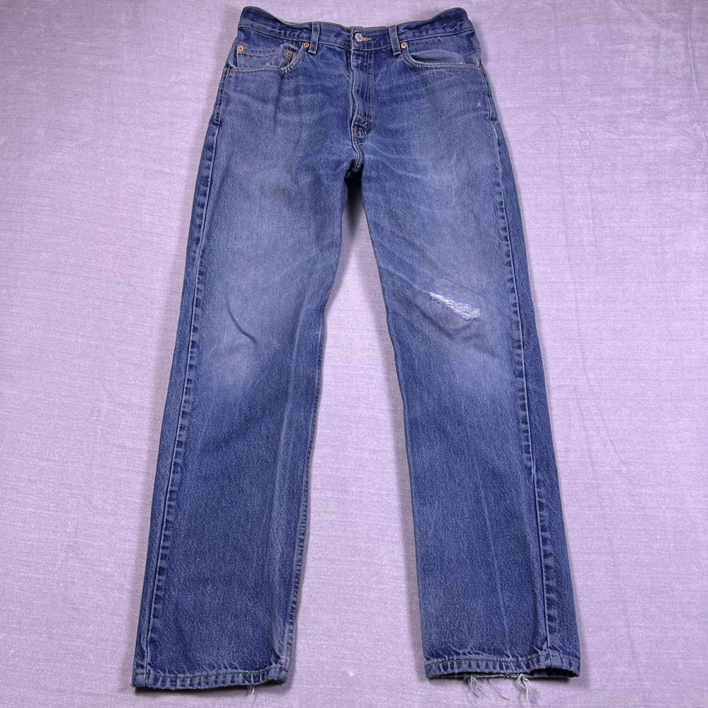 VTG Levis 505‎ Regular Fit Straight Leg Jeans Blue Denim Made in USA Mens 34x32